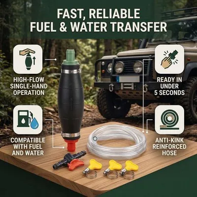 Produktbild von Handpumpe für Auto, Handkraftstoffpumpe mit 3 m Schlauch, großer Durchfluss für Benzin, Wasser, Öl, Notstrompumpe für Autos, Boote, Rasenmäher