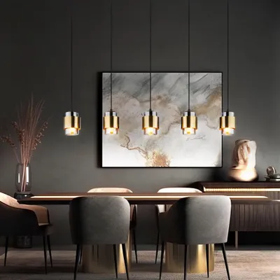 Produktbild von Hängelampe, Metall, Glas rauchfarben, 5 Flammig, L 105 cm