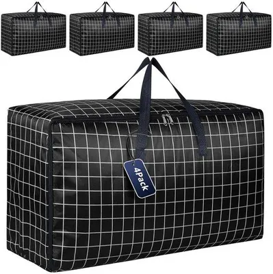 Image de Grandes caisses de transport avec couvercles - lot de 4 - noir - rangement pratique