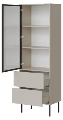 Produktbild von Zanica - Vitrine, 60x40x185h cm Beige, 2 Regalböden