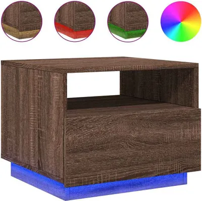 Produktbild von vidaXL Couchtisch mit LED-Leuchten Braun Eichen-Optik 50x49x40 cm