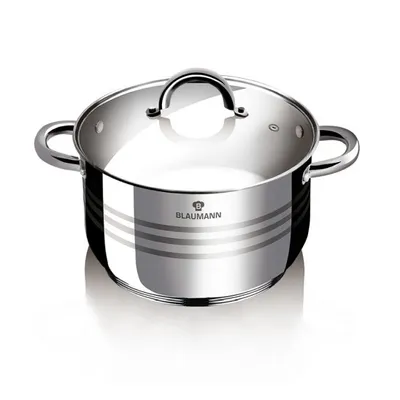 Produktbild von Edelstahl Koch Topf mit Glas Deckel Induktion 22 cm Gourmet Line BLAUMANN BL-1009