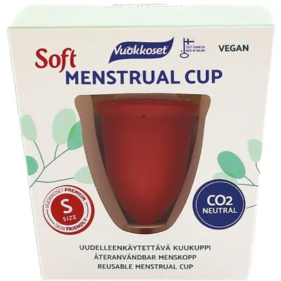 Zdjęcie produktu dla Kubeczek Menstruacyjny SOFT Rozmiar S Vuokkoset | 1 szt. | Wegański TPE, Miękki, Wygodny | Wielokrotnego Użytku | Eko-Ochrona do 12h