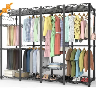 Productafbeelding van Kledingkast - Open - Zwart - 193,5 x 43,5 x 195 cm - Metaal