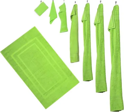 Produktbild von 12er Set - 4 Duschtücher, 4 Handtücher, 4 Badetücher - Apfel