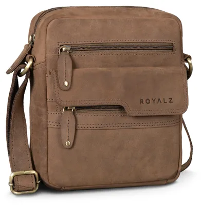 Produktbild von ROYALZ "Oregon" Leder Umhängetasche Herren Klein – Kompakte Echtleder Herrentasche Vintage, Kleine Schultertasche Herren, Crossbody Bag Leder, Messenger Bag Männer