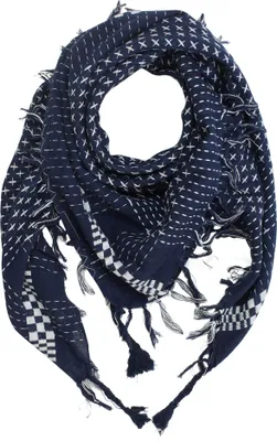 Produktbild von Palästinensertuch - Keffieh aus Baumwolle - Stern- und Scheckmotive - marineblau weiß