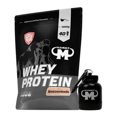 Produktbild von Mammut Nutrition - Whey Protein 1000 g Beutel - 40 Portionen Eiweiß + GRATIS Powderbank, Geschmack: Snickerdoodle