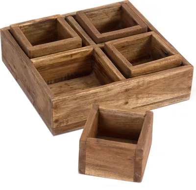 Produktbild von HOLZ AUFBEWAHRUNGSKISTEN "CUBO" | 24x9 cm (BxH), Mahagoni | Kistenset | Farbe: 01 natur-vintage