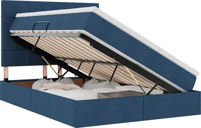 Produktbild von vidaXL LED-Speicherbett mit Matratze Blau 140 x 190 cm Stoff