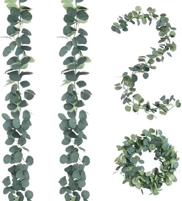 Immagine prodotto di Foglie di eucalipto artificiali decorative, 1,8 m, 2 pezzi, per matrimoni, feste, giardini, festival