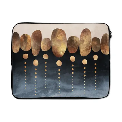 Produktbild von MuchoWow® Laptop Hülle 17 Zoll Laptoptasche Gold - Abstrakt - Luxus - Zipper - Schutzabdeckung