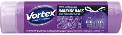 Obrázok produktu pre Vrecia na odpadky s vôňou levandule, sťahovacie, 60 l, 10 ks, HDPE, VORTEX MSZ6010VORTEXSCENTLA