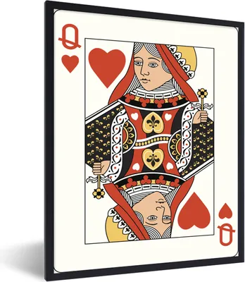 Produktbild von MuchoWow® MuchoWow® Gerahmtes Poster Illustration einer Herz-Dame-Spielkarte 30x40 cm - Poster mit zchwarzem Bilderrahmen - Wanddeko - Kunstdrucke