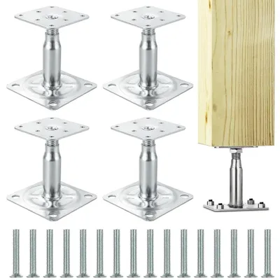 Imagen del producto de Solidchoice - Juego de 4 soportes ajustables para postes, con tornillos, galvanizados