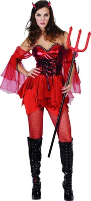 Produktbild von y ženský diabolský kostým Halloween červený a čierny
