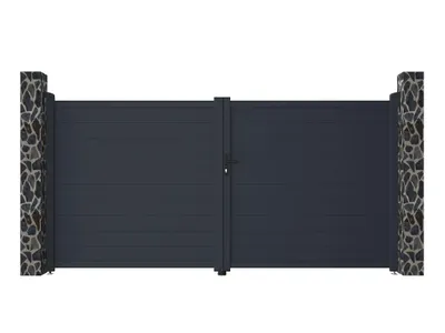 Produktbild von Massives Aluminium-Drehtor L 355 x H 1681 cm anthrazit NAZARIO