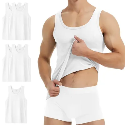 Produktbild von Unterhemd Herren 3er Pack 100% Baumwolle Feinripp XL Weiß