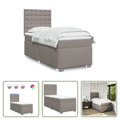 Produktbild von The Living Store Boxspringbett mit Matratze Taupe 90x200 cm Stoff