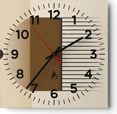 Produktbild von Wanduhr - Quadrat - Glasuhr - Abstraktion Geometrisch Boho - 30x30cm - Schleichendes Uhrwerk - Lautlos - zum Aufhängen bereit - Dekoration Modern - Wanddekoration aus Glas - C4AC30x30-4826