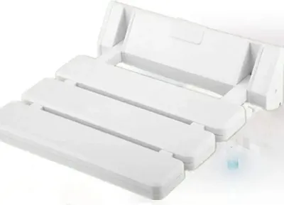 Zdjęcie produktu dla Siedzisko prysznicowe/krzesełko prysznicowe – montowane na ścianie, składane – nośność 130 kg – aluminium + ABS – 36×33×5 cm – białe