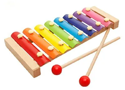 Productafbeelding van Xylofoon speelgoed voor kinderen van hout, met 2 houten stampen