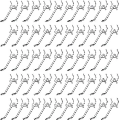 Image de Lot de 50 crochets muraux de 10 cm pour panneaux alvéolés, pour garage