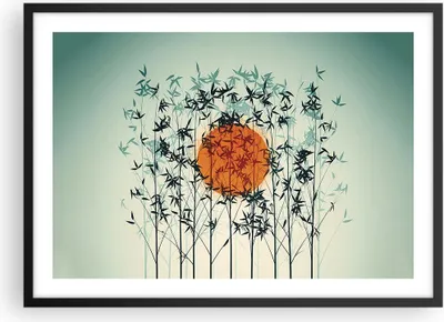Produktbild von Gerahmtes Poster - Schwarzer Rahmen - Westen Sonne Gras - 70x50 cm - Wand Bild - Wanddeko - Wandbilder - Kunstposter - Wandposter - Bilderrahmen - Bilder - Kunstdruck - P2BAA70x50-5104
