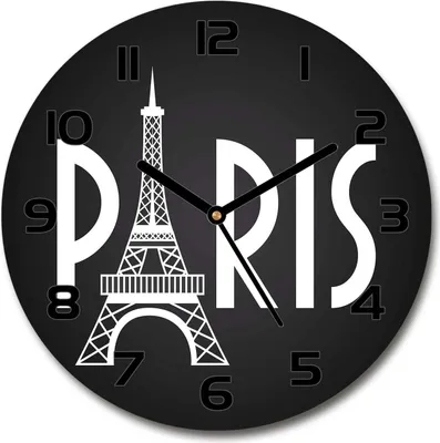 Produktbild von Wanduhr aus Glas 30fi Glasbild Glasuhr Gehärtetes Glas - schwarze-zeiger - Paris