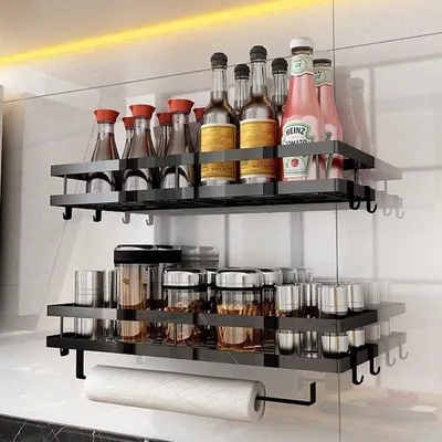 Immagine prodotto di Set da cucina con piedini in plastica, da parete, portarotolo, per cucina e bagno