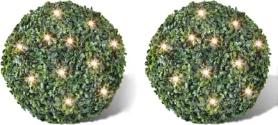 Obrázek produktu pro Zimostrázová koule s umělými lístky 35cm s LED řetězem 2ks