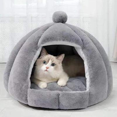 Produktbild von Famanu Katzenhaus Plüsch Katzeniglo - Waschbares Hundebett mit abnehmbarem Kissen