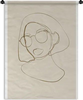 Produktbild von MuchoWow® Wandteppich Wandbehang Frau - Linienkunst - Minimalismus 60x80 cm Tapisserie Dekoration Wandtuch - Decke - Wandtücher - Wohne