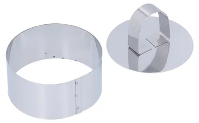 Produktbild von Kuchen-Mousse-Ringform, Edelstahl, Dessertringe, Ausstecher für Salate, Gebäck, Backwerkzeug, rund: 4 x 8 cm