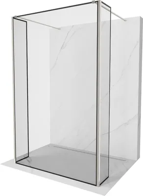 Produktbild von Mexen Kioto freistehende Duschwand 100 x 30 x 30 cm, schwarzes Muster, gebürstetes Nickel - 800-100-030-222-97-70-030