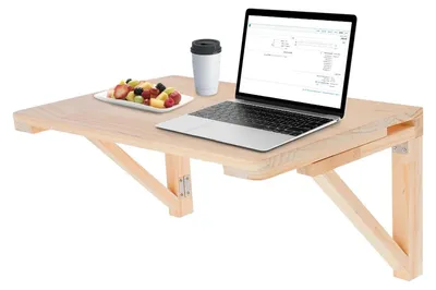 Image de Table pliante murale - Bureau/table de travail pliable - 60x40 cm - Bois, forme rectangulaire - Gain de place, idéale pour la cuisine, la buanderie, la salle à manger - Couleur kaki