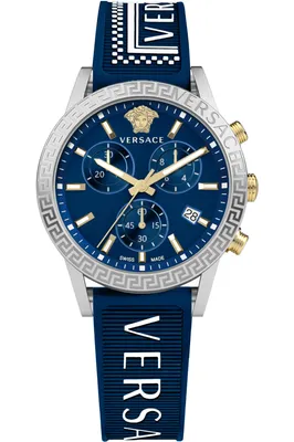 Produktbild von Versace VEKB00222 Sport Tech Lady Chrono silber gold blau weiss Damen Uhr NEU