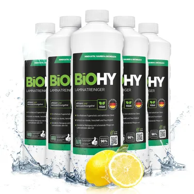 Produktbild von BiOHY Laminatreiniger + Dosierer, Laminatpflege, Bodenreiniger Laminat, 6 x 1 l