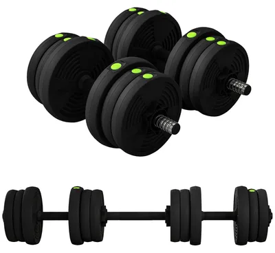 Obrázek produktu pro Sada činek 2 v 1 s osou o hmotnosti 20 kg | Barva: černá, zelená | Rozměry: 20 x 105 x 20 cm