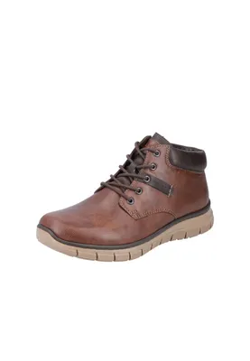 A single brown boot is shown against a white background.