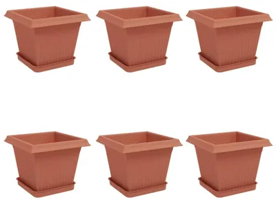 Image de Pots de plantes 6 pcs Rouge brique 20 x 20 x 16 cm Plastique