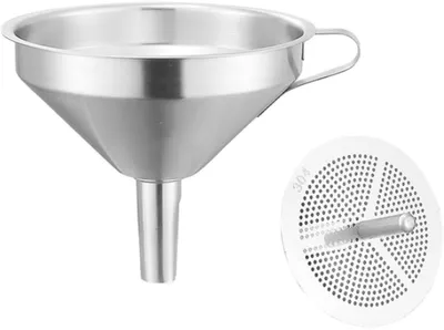 Produktbild von Trichter Edelstahl - 11 cm - Küchentrichter mit Sieb - Minitrichter - Einfülltrichter - zum Umfüllen von Flüssigkeiten - für Flaschen und Gewürzgläser