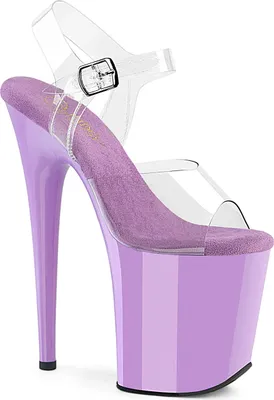 Produktbild von FLAMINGO-808 elegante Pleaser Damen High Heels Plateau Sandalen klar lavendel