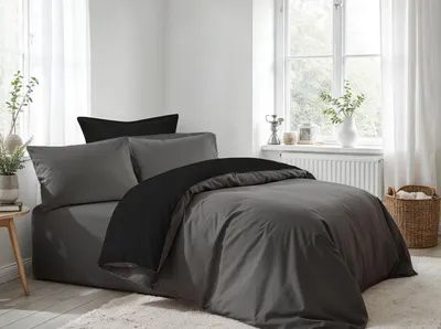 Produktbild von L'Essentiel Linge de Maison, Hochwertiges Ranforce Bettwäsche-Set (1 Stück), Anthrazit und Schwarz, 135 x 200 cm | 100% Baumwolle, 155 Fäden, Maschinenwaschbar bei 30 °C | Elegantes Design für Ihr Schlafzimmer.