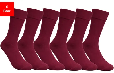 Produktbild von Diabetikersocken Damen & Herren Gesundheitssocken ohne Gummibund & Naht weich druckfrei - Rot 35-38 6 Paar