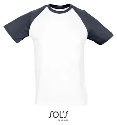 Produktbild von SOL'S Herren T-Shirt Raglan Baseball Kurzarm Rundhals Jersey, Größe:S, Farbe:White/Navy