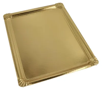 Produktbild von 5 Servierplatten, Pappe, PET-beschichtet eckig 34 cm x 45,5 cm gold