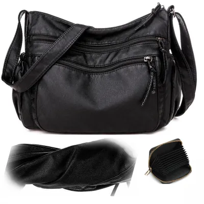 Image de Solidchoice - Sac bandoulière pour femmes en cuirPolyuréthanesouple, avec plusieurs compartiments