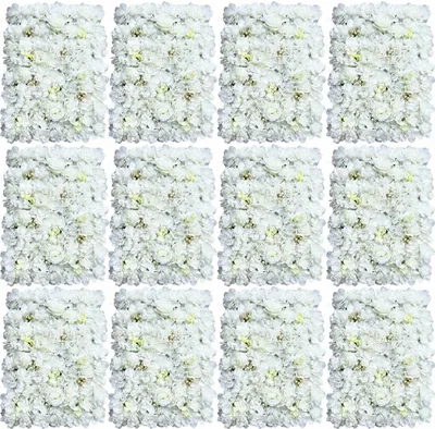 Obrázek produktu pro 12 kusů umělých květinových stěnových panelů 60x40cm květinové dekorace květinové stěnové panely svatební pozadí růže květinová stěna pro obchod obchod okno strana svatba bílá jiřina + gel růžová růže eukalyptus listí