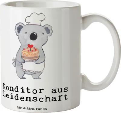 Produktbild von Mr. & Mrs. Panda Tasse Konditor Leidenschaft - Weiß - Geschenk, Witzig, Spruch, Trinkbecher, Bäcker, Pott, Kaffeetasse, Kaffeebecher, Becher